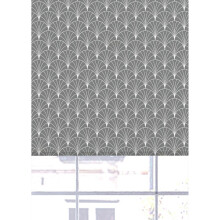 (180 cm Width x 140 cm Drop, White & Grey) Oriental Fan Blackout Roller Blinds Windows Child Safety Easy Fit Cut to Size