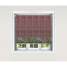 (180 cm Width x 140 cm Drop, Pink) Heron Chinoiserie Bamboo Pink & Teal Blackout Roller Blinds