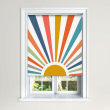 (120 cm Width x 140 cm Drop, Painted Sun) Lister Cartwright Blackout Roller Blinds Windows Child Safety Cut To Size Fitting Included Beautiful Design, Painted Sun