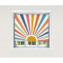 (180 cm Width x 140 cm Drop, Painted Sun) Lister Cartwright Blackout Roller Blinds Windows Child Safety Cut To Size Fitting Included Beautiful Design, Painted Sun