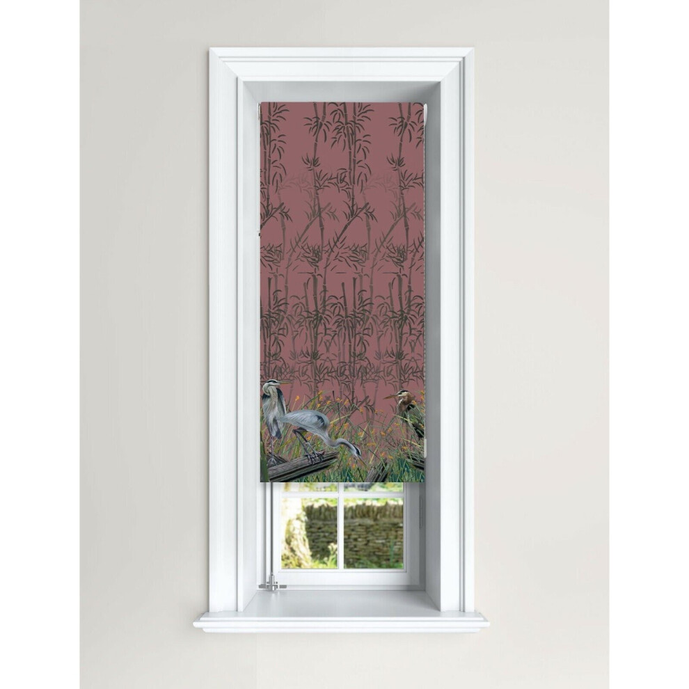 (60 cm Width x 140 cm Drop, Pink) Heron Chinoiserie Bamboo Pink & Teal Blackout Roller Blinds