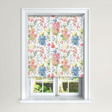 (180 cm Width x 140 cm Drop, Kew Coral) Floral Blackout Roller Blind Olivia Bard Kew Design Easy Fit Child Safety Blind