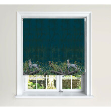 (150 cm Width x 140 cm Drop, Teal) Heron Chinoiserie Bamboo Pink & Teal Blackout Roller Blinds