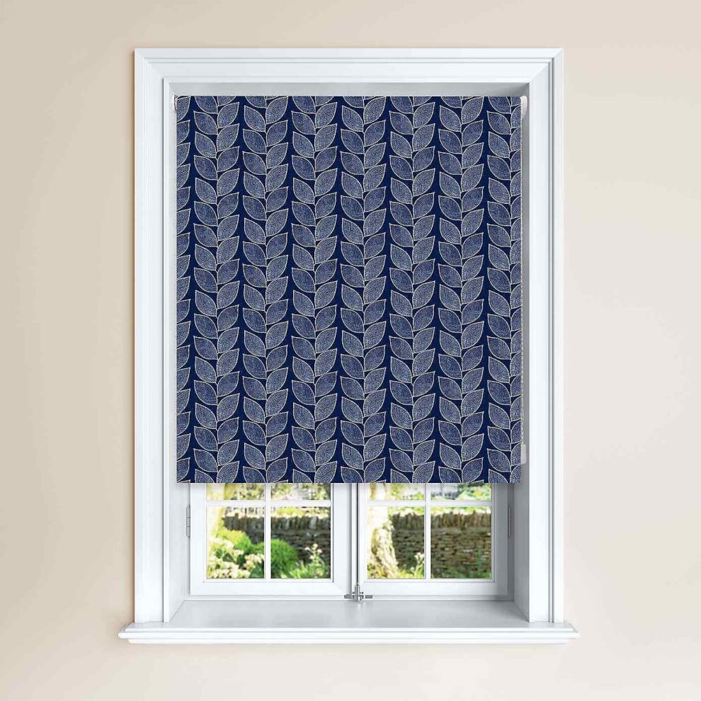 (Midnight, 150 cm Width x 140 cm Drop) Beanstalk Leaf Design Blackout Roller Windows Blinds