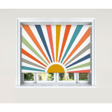 (210 cm Width x 140 cm Drop, Painted Sun) Lister Cartwright Blackout Roller Blinds Windows Child Safety Cut To Size Fitting Included Beautiful Design, Painted Sun