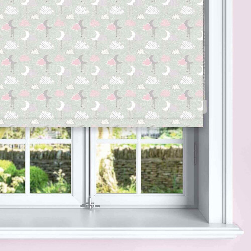 (Pink, 60 cm Width x 140 cm Drop) Cloudscape Design Blackout Roller Blinds For Kids 1