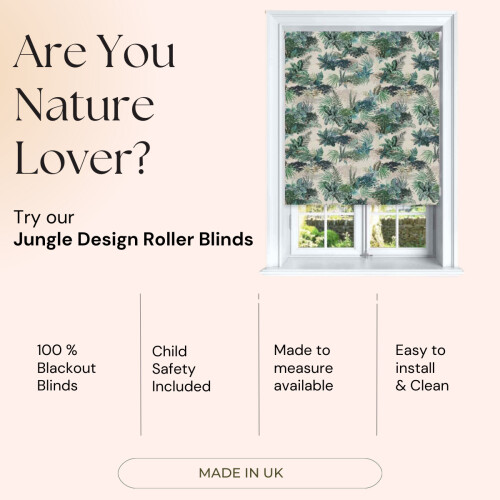 (Mokingbird, 60 cm Width x 140 cm Drop) Jungle Design Blackout Roller Blinds Windows 2