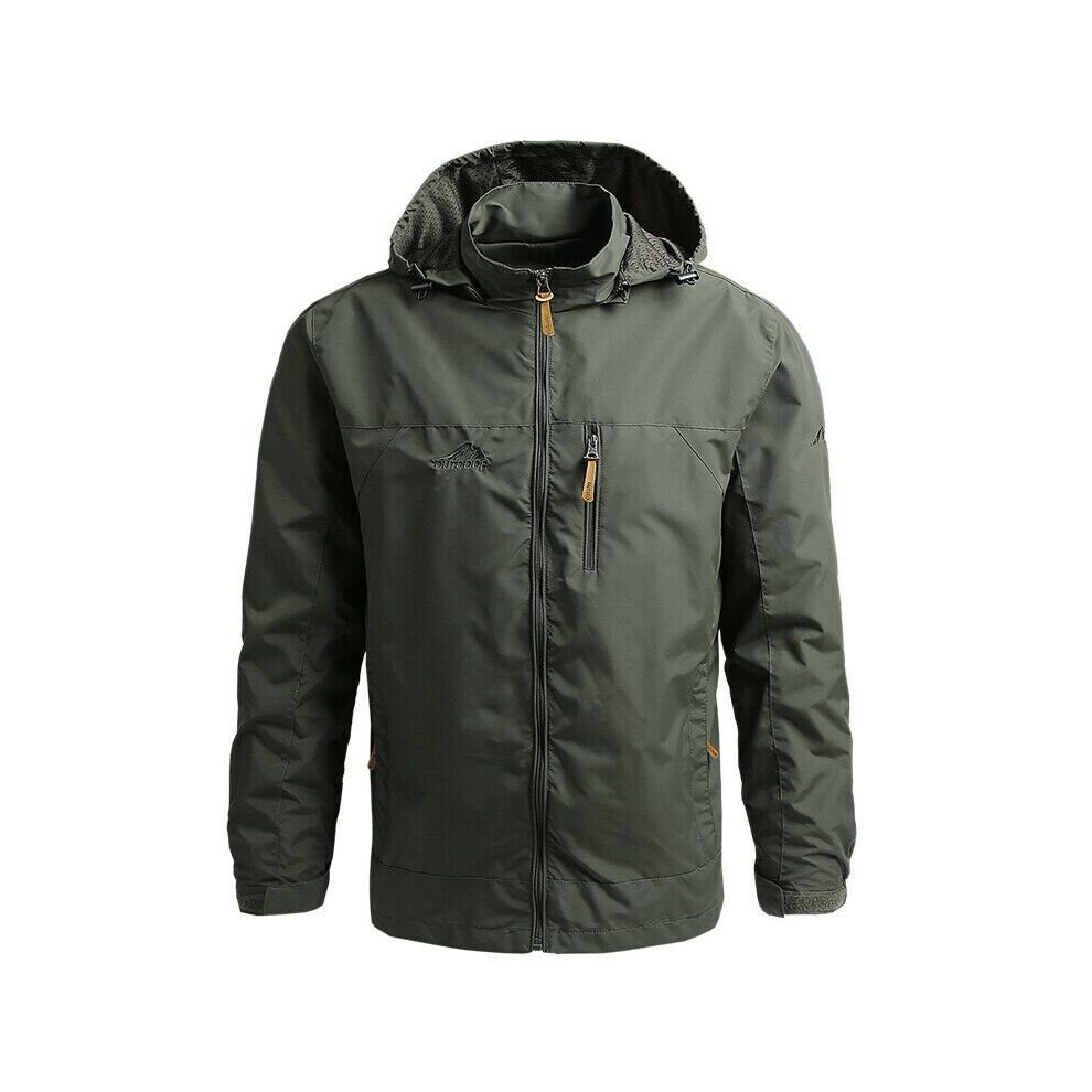 (Army Green, XL) Mens Outdoor Soft Shell Jacket Tactical Hoodie Winter Warm Military Coats 5xl