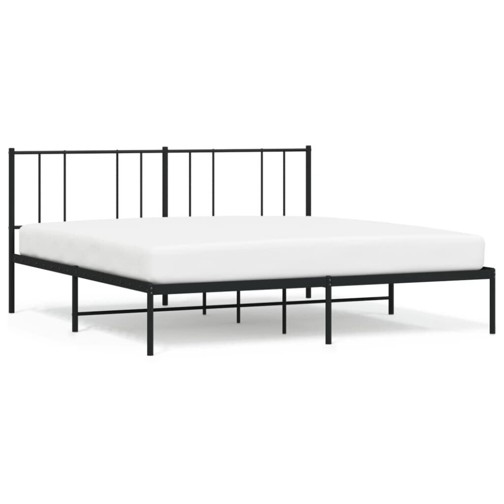 Vidaxl (Black, 193 X 203 Cm/With Headboard) Metal Bed Frame With Headboard Bed Base Mattress Foundation Bedstead