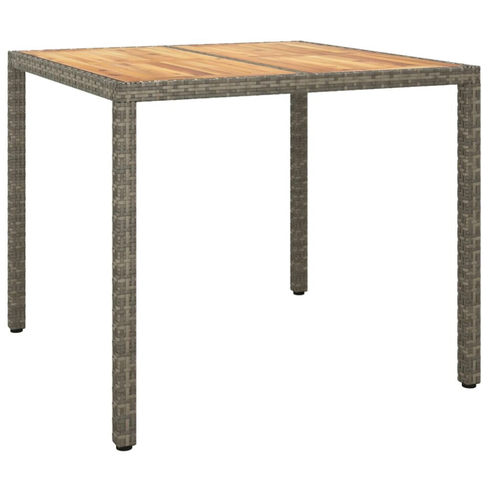 (grey, 90 x 90 x 75 cm) vidaXL Solid Wood Acacia Garden Table Poly Rattan Table Black/Grey Multi Sizes