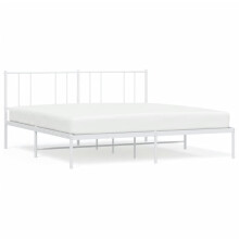 (white, 183 x 213 cm/with headboard) vidaXL Metal Bed Frame with Headboard Bed Base Mattress Foundation Bedstead