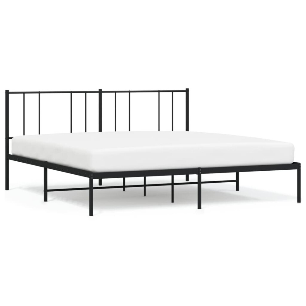 Vidaxl (Black, 180 X 200 Cm/With Headboard) Metal Bed Frame With Headboard Bed Base Mattress Foundation Bedstead