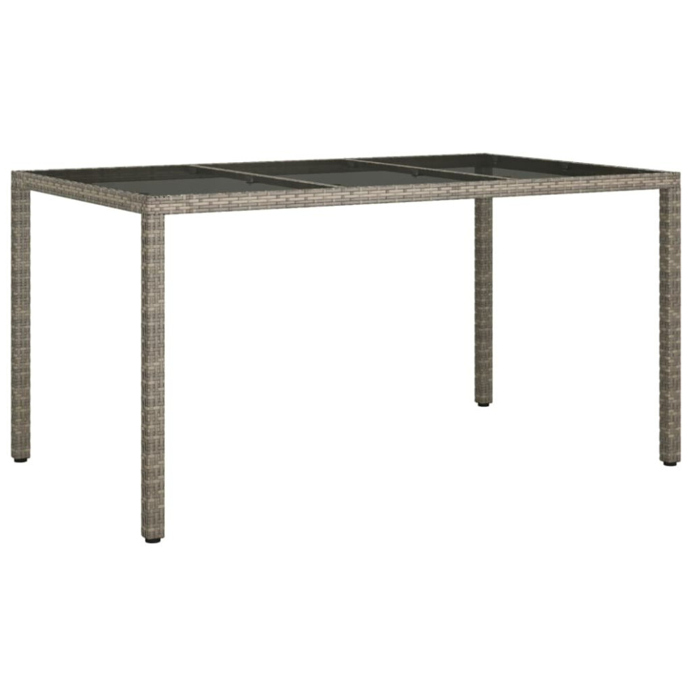 Vidaxl (Grey, 150 X 90 X 75 Cm) Garden Table Tempered Glass&Poly Rattan Table 150/90 Cm Multi Colours