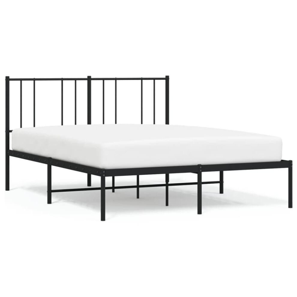 Vidaxl (Black, 140 X 190 Cm/With Headboard) Metal Bed Frame With Headboard Bed Base Mattress Foundation Bedstead