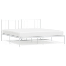 (white, 180 x 200 cm/with headboard) vidaXL Metal Bed Frame with Headboard Bed Base Mattress Foundation Bedstead
