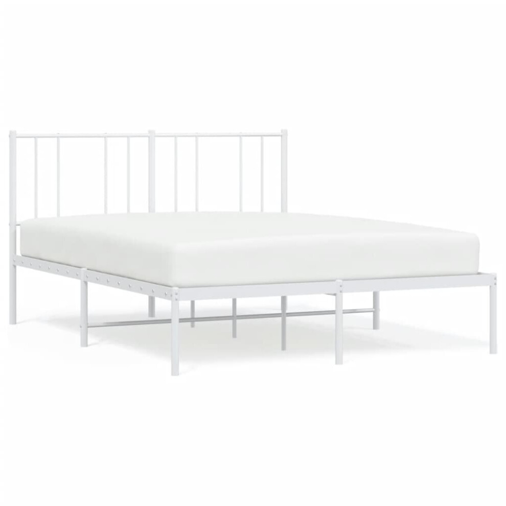 Vidaxl (White, 120 X 200 Cm/With Headboard) Metal Bed Frame With Headboard Bed Base Mattress Foundation Bedstead