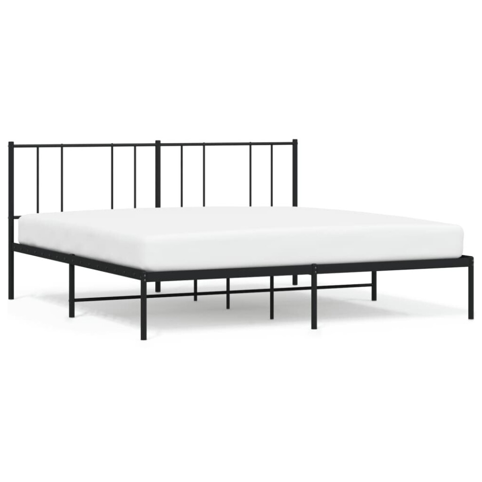 Vidaxl (Black, 200 X 200 Cm/With Headboard) Metal Bed Frame With Headboard Bed Base Mattress Foundation Bedstead