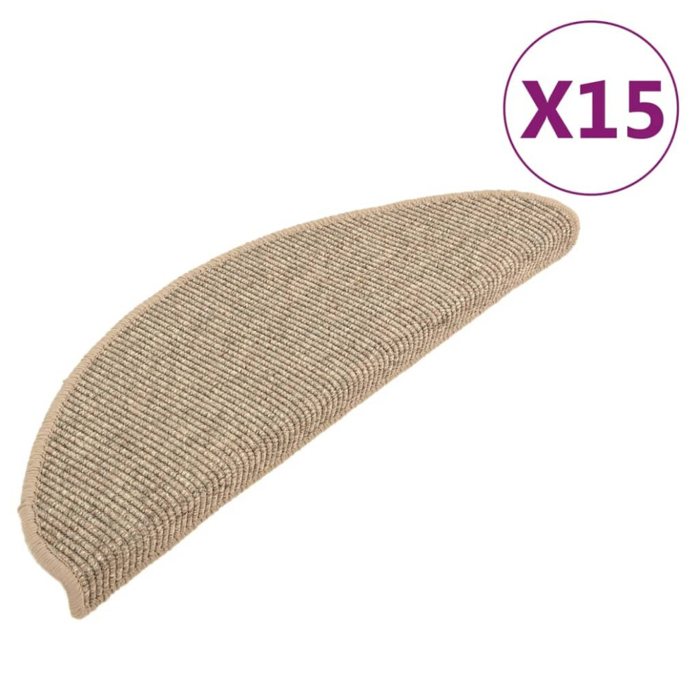 Vidaxl (Dark Beige, 65 X 25 Cm) Self-Adhesive Stair Mats Stair Treads Protector Rug Sisal-Look 15 Pcs