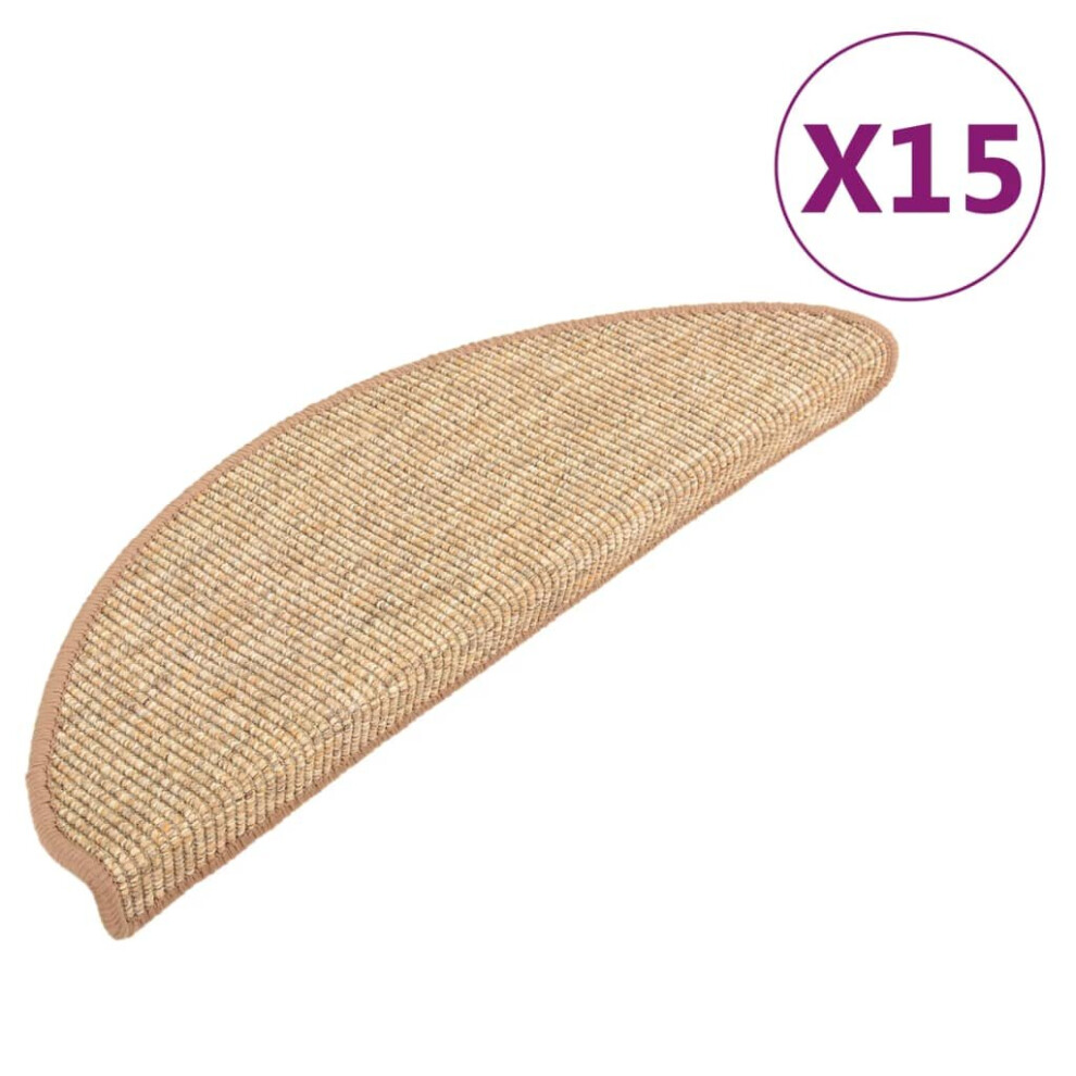Vidaxl Brown (Light 65 X Cm) Self-Adhesive Stair Mats Stair Treads Protector Rug Sisal-Look 15 Pcs Size 25