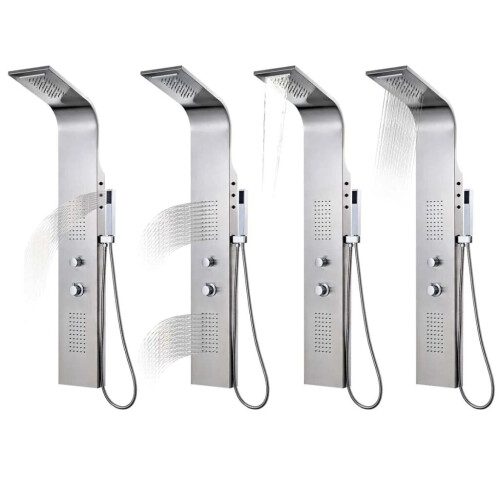 VidaXL vidaXL Shower Panel System Stainless Steel Curved Tower Column Pillar Bathroom 2