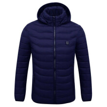 (Blue, 2XL) Winter Electric Thermal Usb Padded Coat Battery Heated Hoodie Jacket Body Warmer