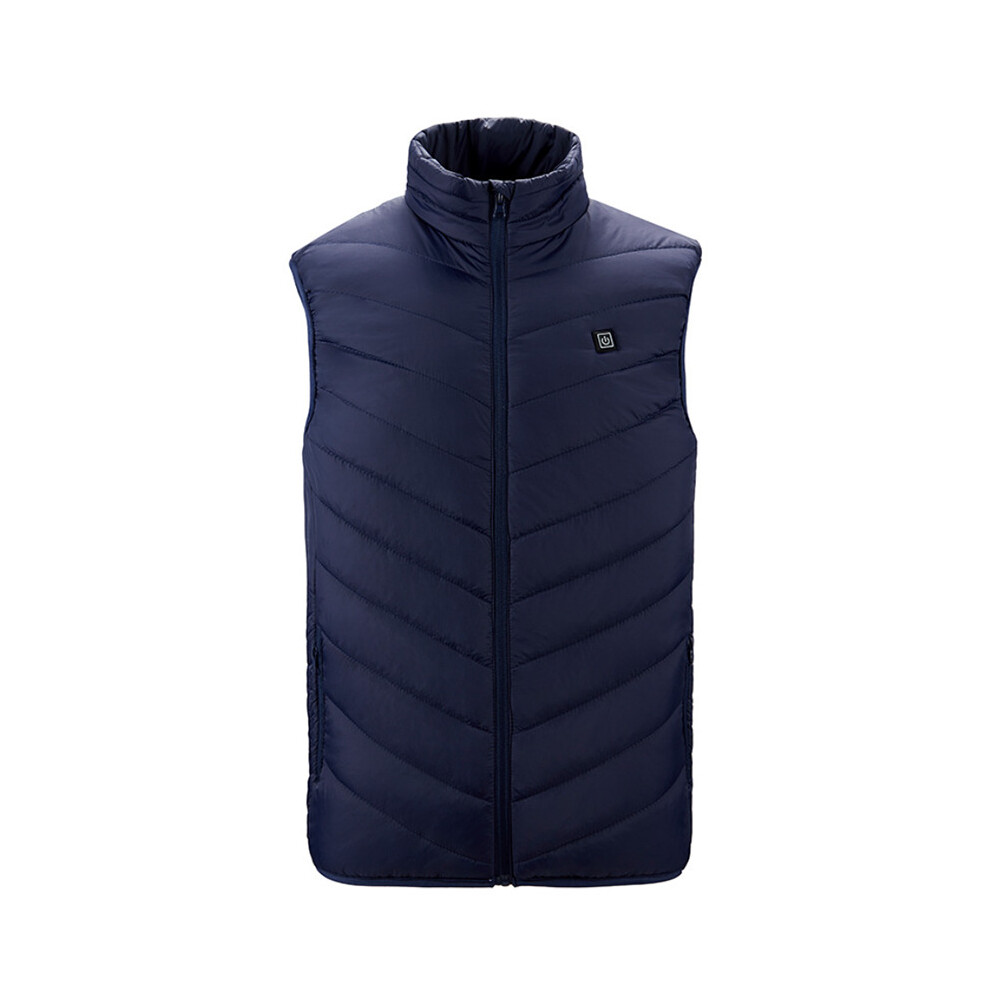 (Blue, XL) Women Mens Electric Vest Heated Cloth Jacket Usb Warm Up Heating Pad Warmer Body