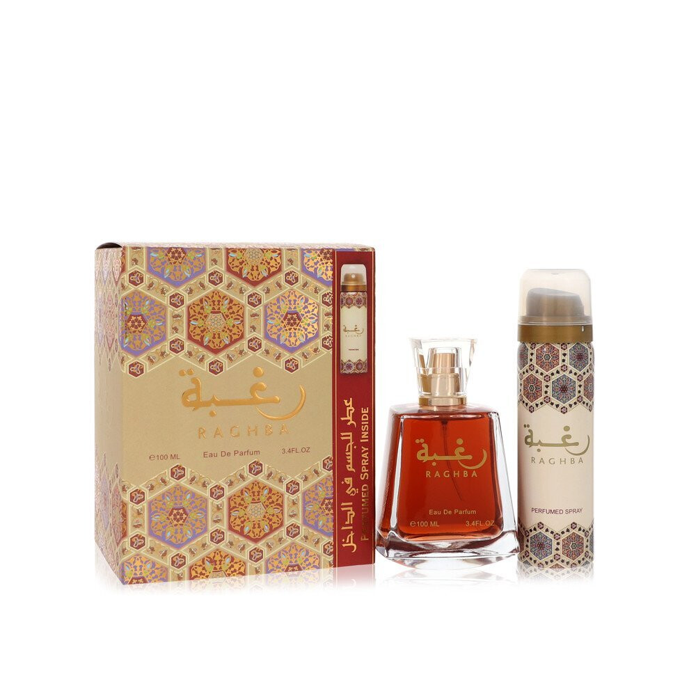 Lattafa Raghba 2 Gift Set 100ml EDP Spray + Deodorant Spray 50ml