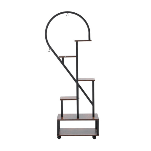 Living And Home 2 Pcs Half-Heart-Shaped Tiered Plant Stand Rustic Brown 1