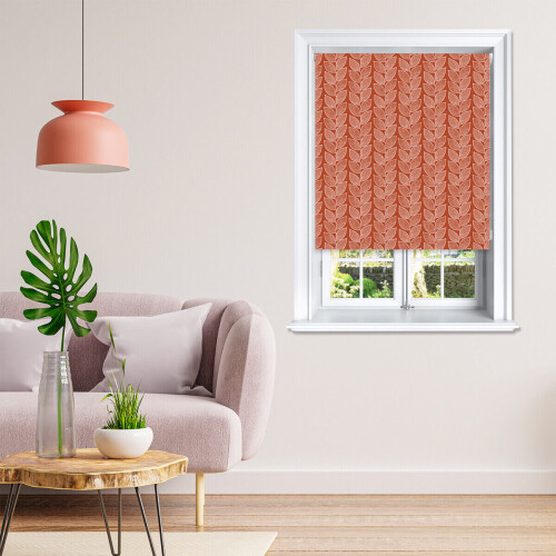 (Papaya, 120 cm Width x 140 cm Drop) Beanstalk Leaf Design Blackout Roller Windows Blinds 1
