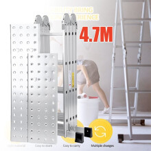 4.7M Aluminum Combination Ladder Folding 16 Steps Laders w/Platform