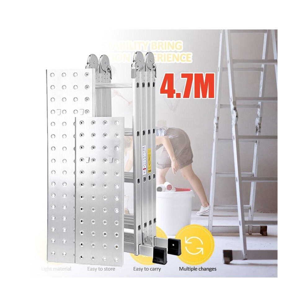 4.7M Aluminum Combination Ladder Folding 16 Steps Laders W/Platform 863962200334