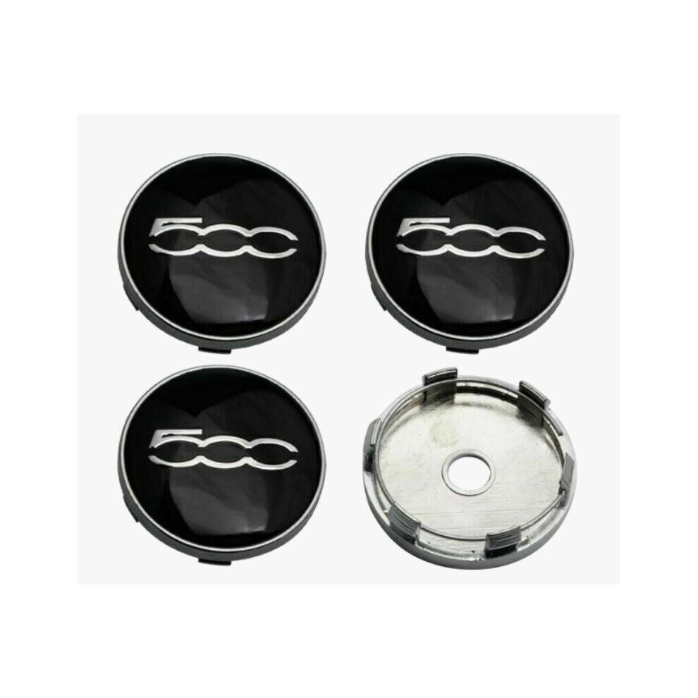 Wheel Center Hub Cap Badge Emblem Cover 60Mm For Fiat 500 Black/Silver 5701510951305