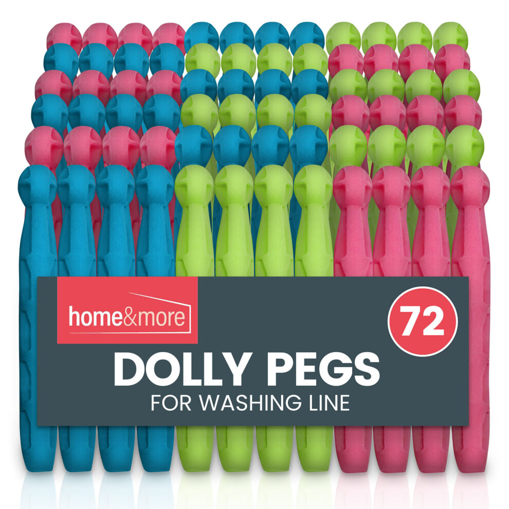 72 Strong Dolly Pegs | Durable Plastic Laundry Washing Clothes Line Coloured Peg