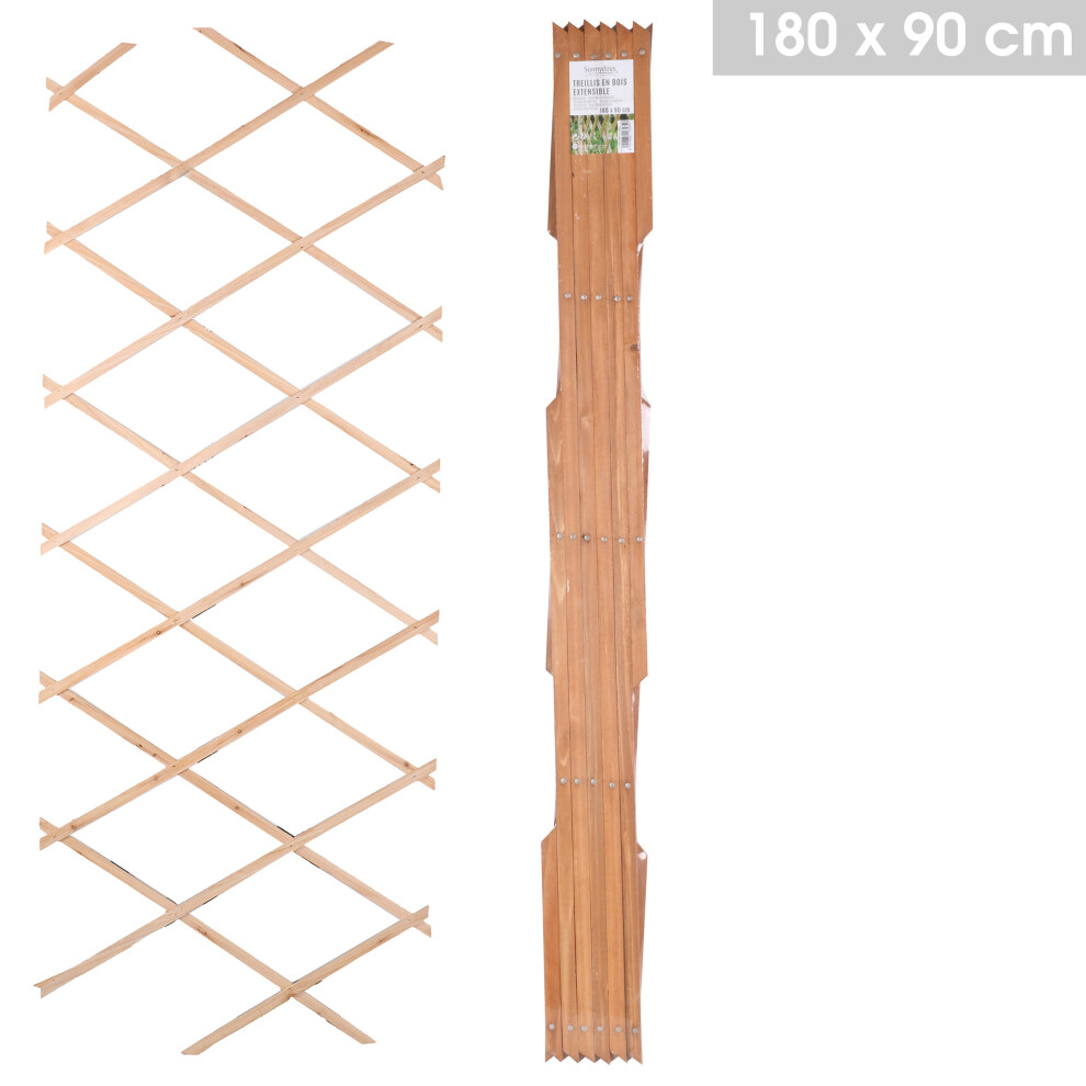 (1x Large 180cm x 90cm) Natural Extendable Wood Lattice Patio Yard Garden