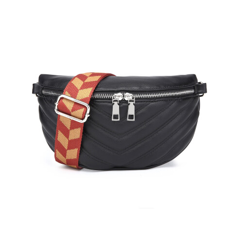 Miss Lulu (Black) MISS LULU Wide Strap Bum Bag Lightweight Adjustable Waist Bag 2