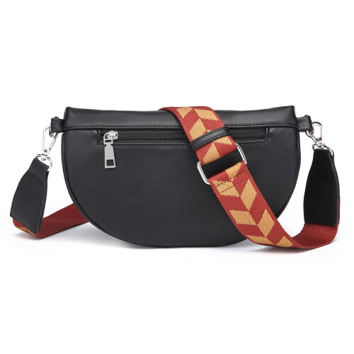 Miss Lulu (Black) MISS LULU Wide Strap Bum Bag Lightweight Adjustable Waist Bag 1