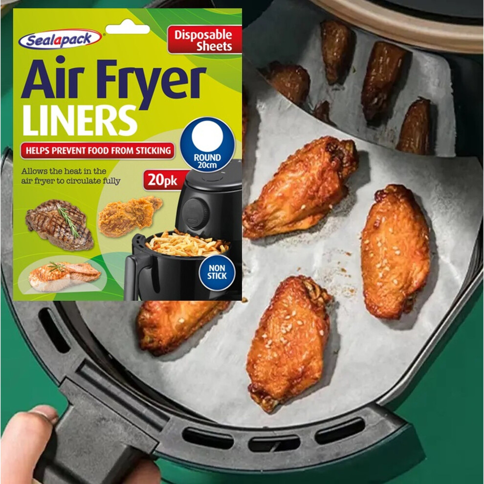 20 Air Fryer Liner Sheets Round Greaseproof Parchment Disposable 20cm