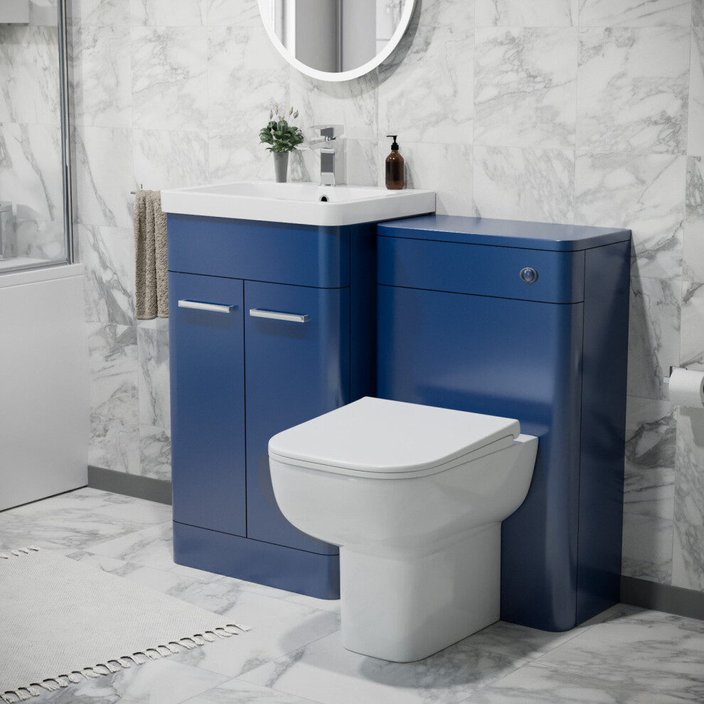 Nes Home 500mm Freestanding Vanity Unit with Basin,Debra Toilet WC unit Royal Blue Set