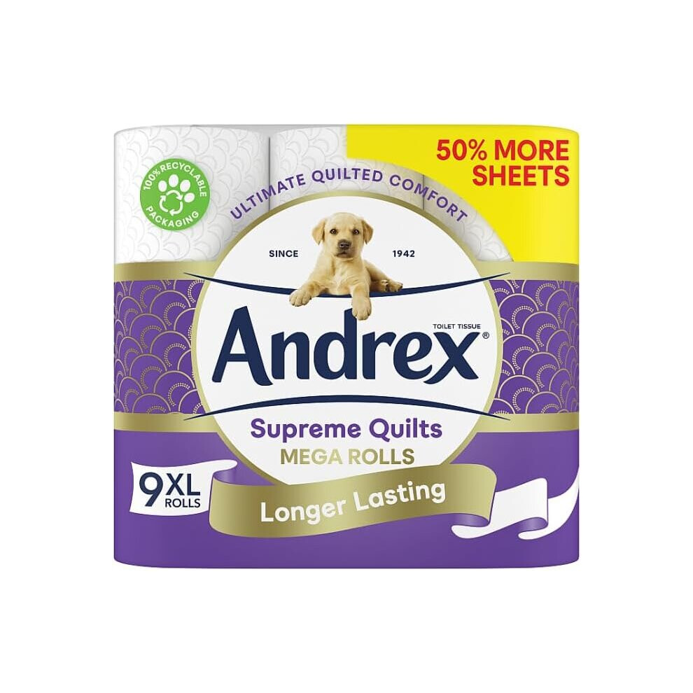 Andrex Supreme Quilts Toilet Tissue Mega Rolls 9 Quilted Mega Toilet Rolls