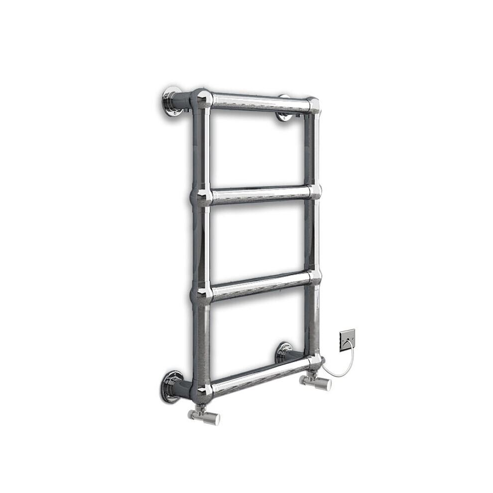 (Chrome, Standard Element + Angled Valves) Dual Fuel 500x750 Traditional Towel Rail Radiator