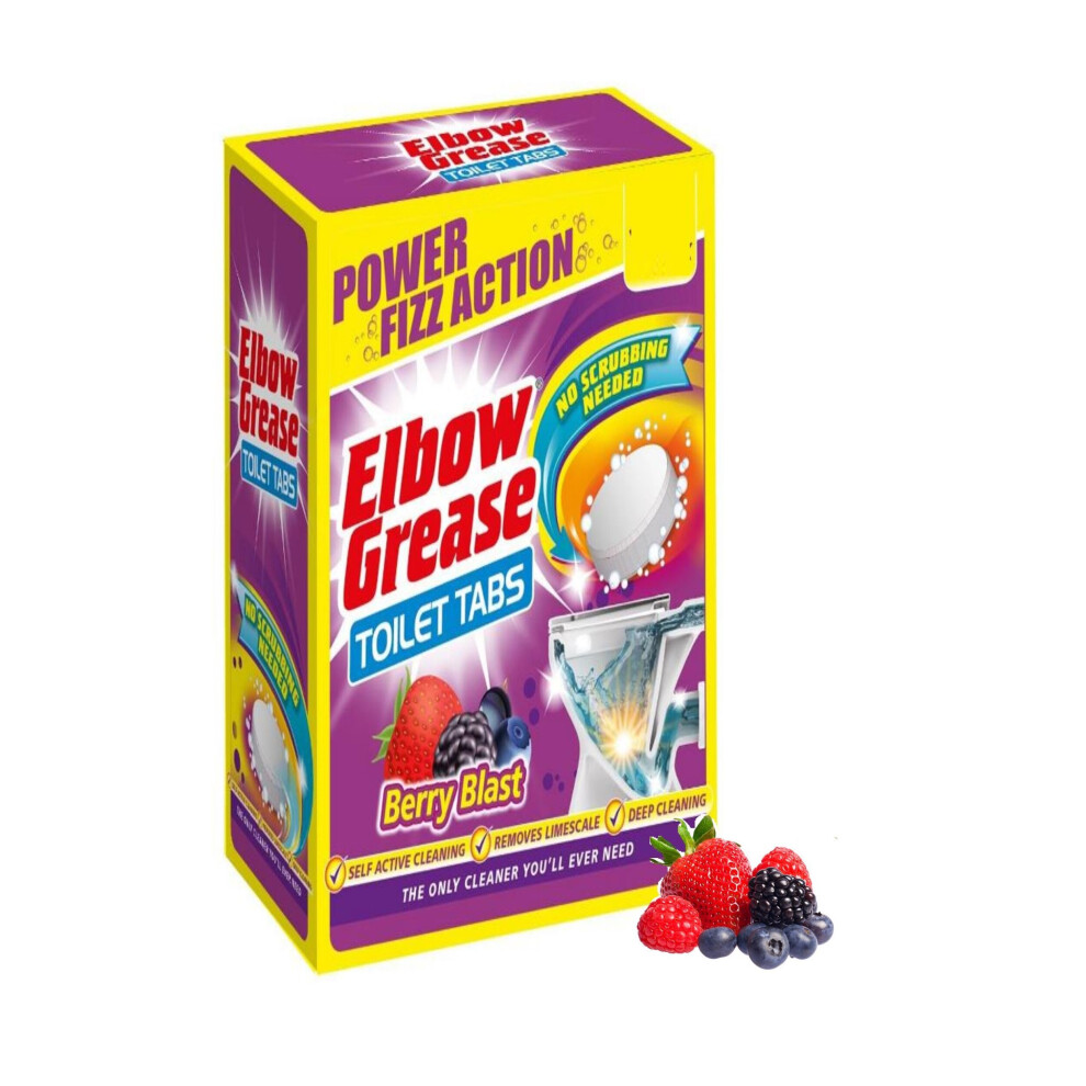 Elbow Grease Toilet Bowl Cleaner Tablets Fizz Action Berry Blast 10Pk