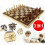 3 in 1 Chess Wooden Set Fold Chessboard Backgammon Draughts Wood Board 2