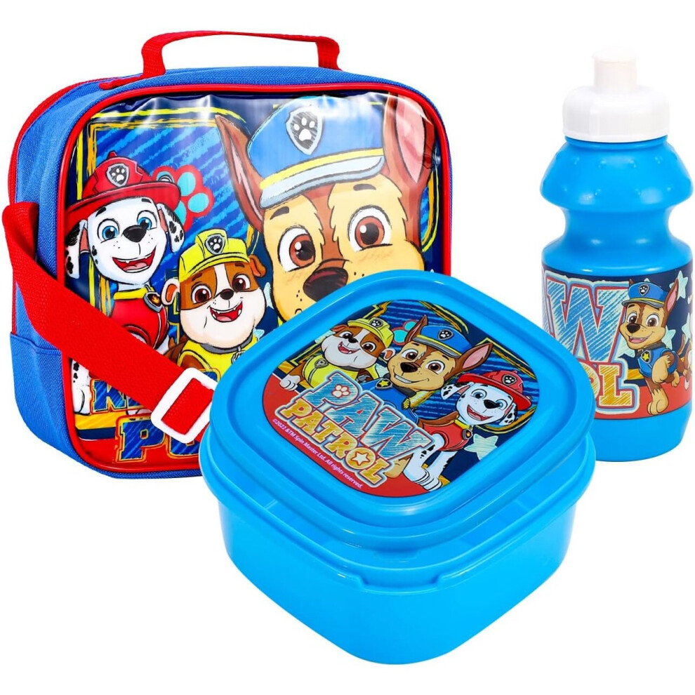 Paw Patrol Boys Insulated 3 Piece Lunch Bag Set For School & Travel Chase Marshall & Rubble