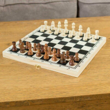 3 in 1 Wooden Board Game Set Compendium Travel Games Chess Draughts Backgammon