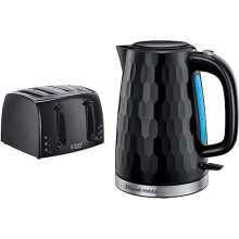 4-Slice Toaster 21651-Black, Plastic, Black & 26051 Cordless Electric Kettle Contemporary Honeycomb Design with Fast Boil and Boil Dry Protection