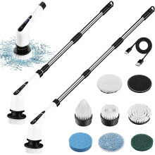 Electric Spin Scrubber, Cordless Electric Cleaning Brush with 7 Replaceable Brush Heads, Shower Cleaning Tool 360 Rotating Power