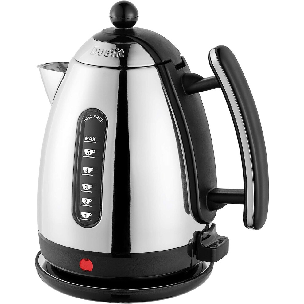 Dualit Lite Kettle - 1.5L Jug Kettle - Polished with Black Trim, High Gloss Finish - Fast Boiling Kettle by Dualit - 72010