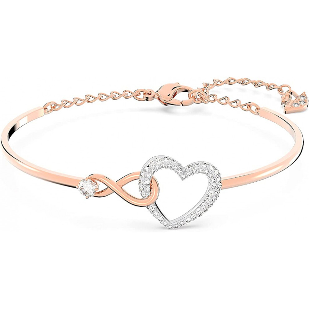 Infinity Heart Jewelry Collection, Necklace and Bracelet, Rose Gold and Rhodium Tone Finishes, Transparent Crystal (Rose Gold)