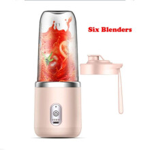 (Pink 1 cup) Portable Blender Bottle Electric 6 Blades Multifunction Juice - Ice Crush Cup Food Processor