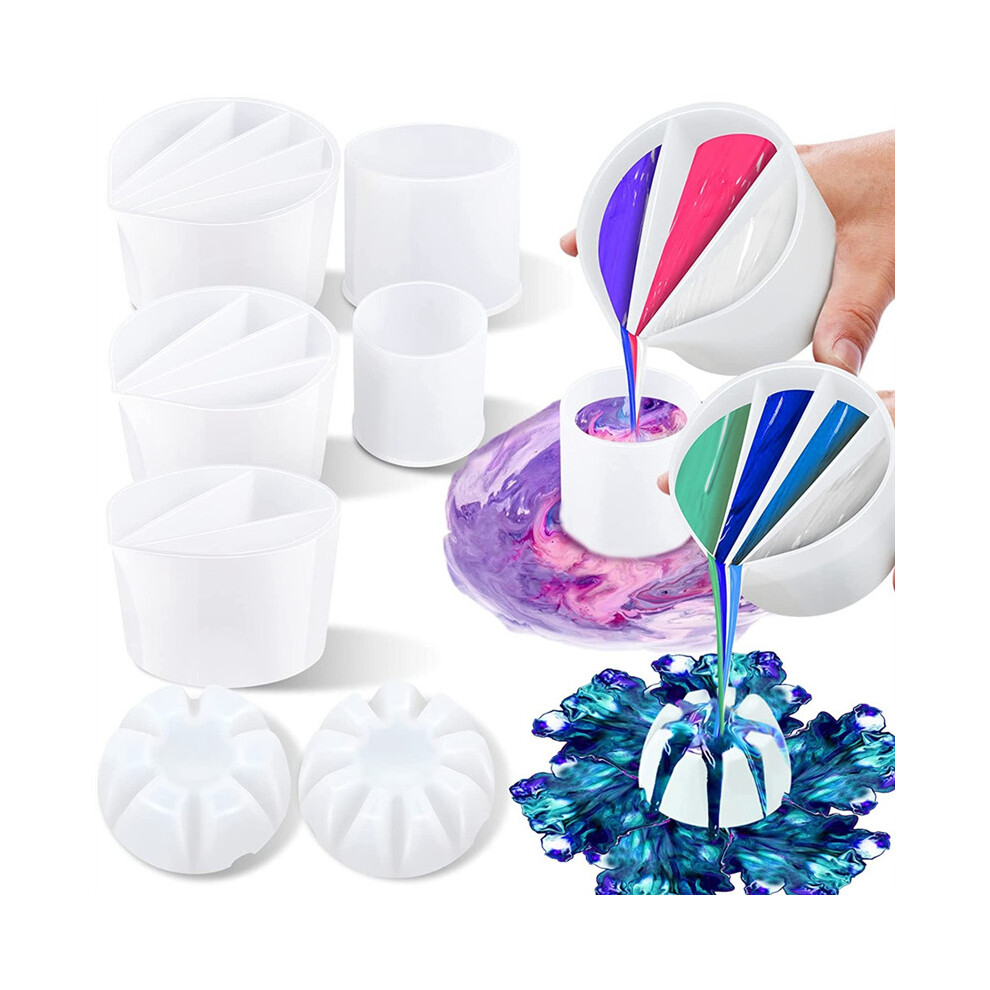 8Pc Paint Pour Cup Bundle Paint Pouring Cup Multi Channel Split Cup for Paint Pouring for DIY Making Resin Acrylic Paint